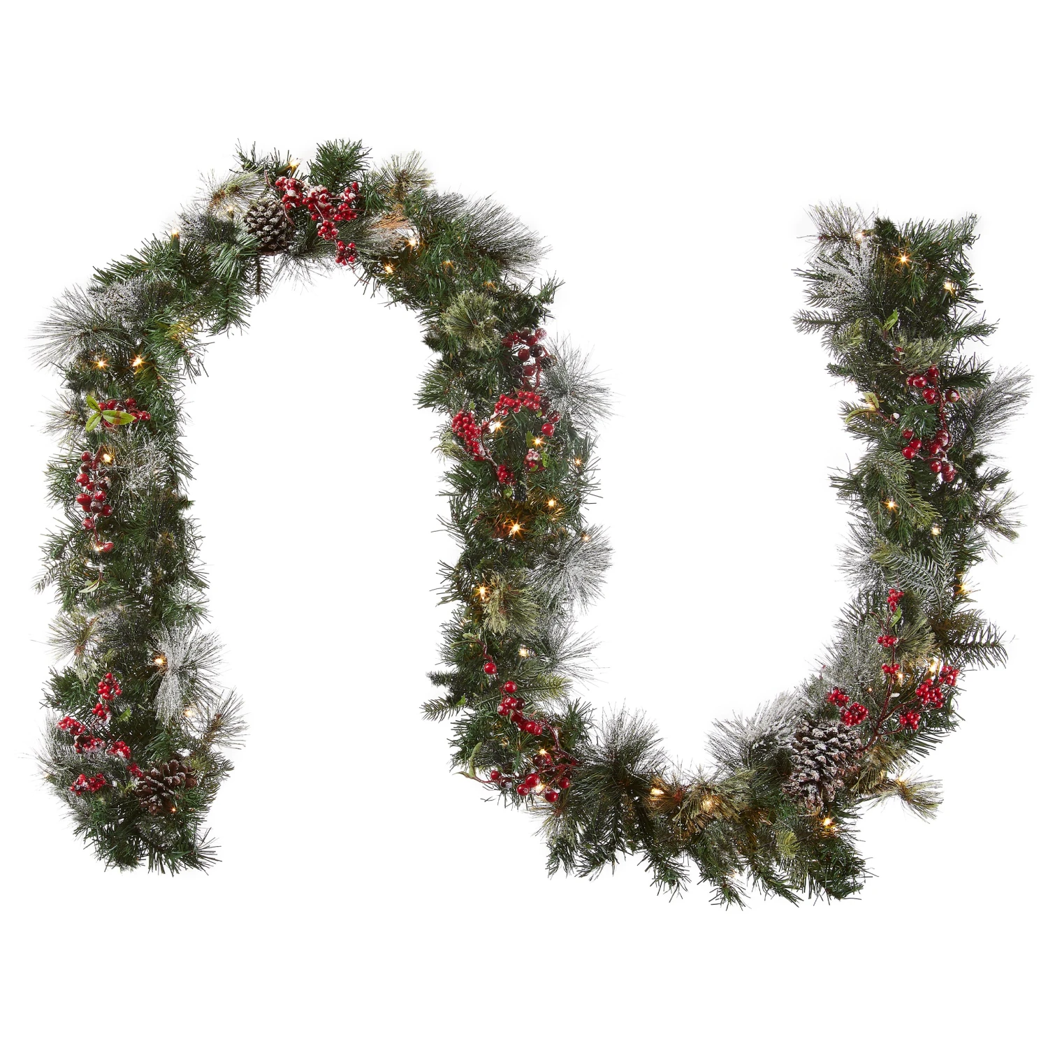 9 Ft. Pre-Lit Wintry Berry Garland With Clear Lights, Plug-In 1 9 Ft. Pre-Lit Wintry Berry Garland With Clear Lights, Plug-In