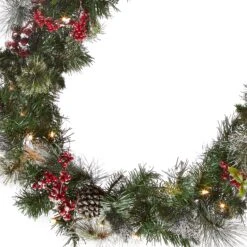 9 Ft. Pre-Lit Wintry Berry Garland With Clear Lights, Plug-In 6 9 Ft. Pre-Lit Wintry Berry Garland With Clear Lights, Plug-In -Christmas Trees Sales PEWT 300 9B 1 Silo C1