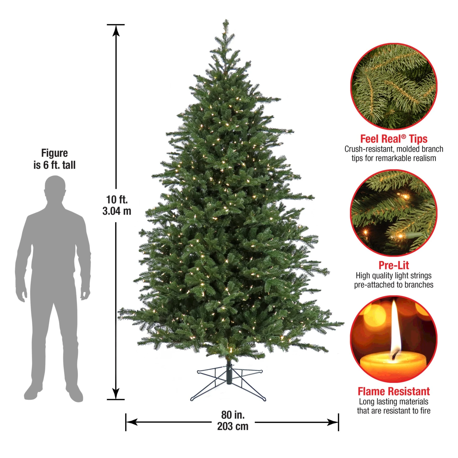 10 Ft. Pre-Lit Douglas Fir Hinged Tree With Warm White LED Lights 5 10 Ft. Pre-Lit Douglas Fir Hinged Tree With Warm White LED Lights - Image 5