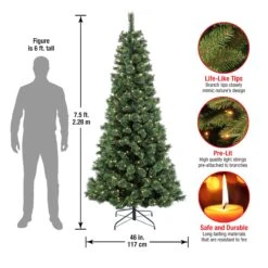 7.5 Ft. Pre-Lit Pilchuck Pine Tree With LED Lights 10 7.5 Ft. Pre-Lit Pilchuck Pine Tree With LED Lights -Christmas Trees Sales PKP64 300L 75 Dim