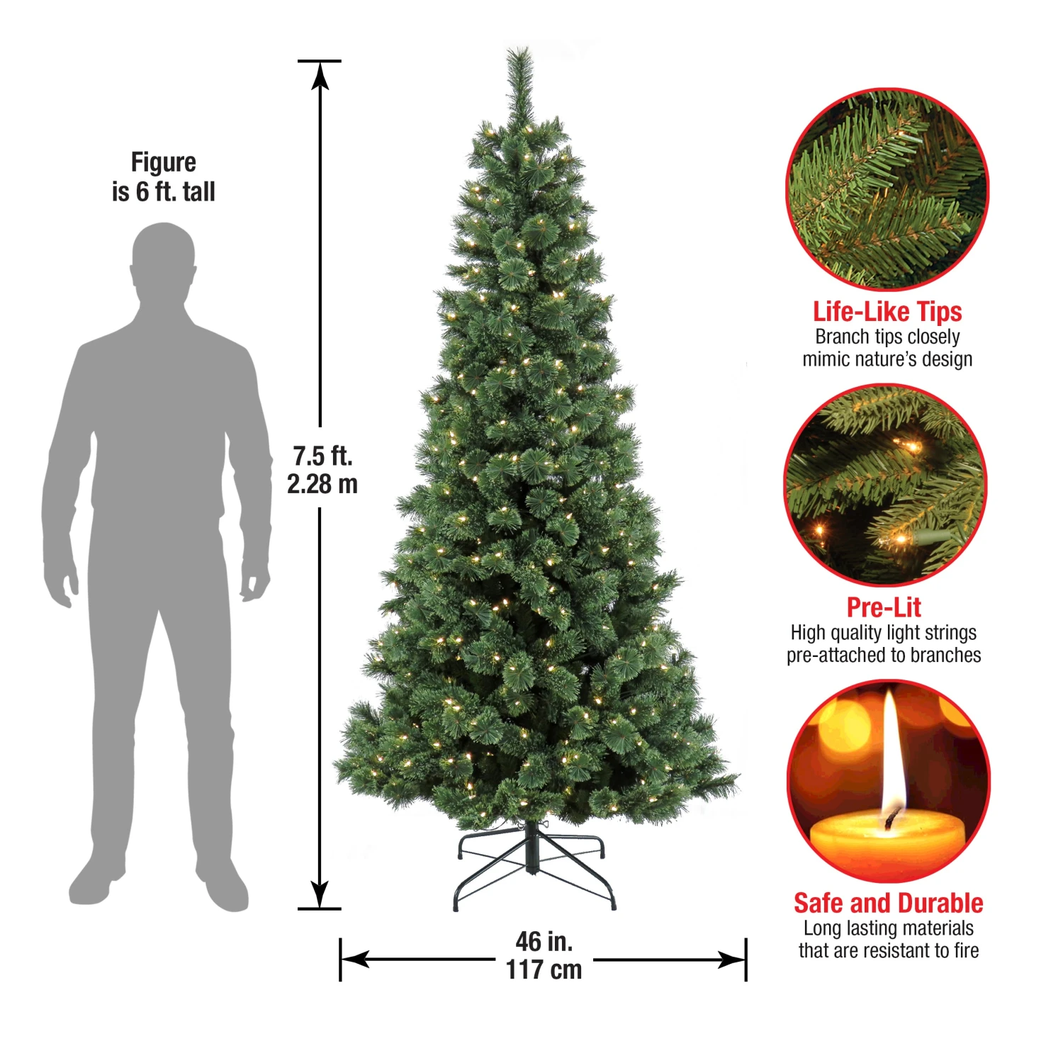 7.5 Ft. Pre-Lit Pilchuck Pine Tree With LED Lights 5 7.5 Ft. Pre-Lit Pilchuck Pine Tree With LED Lights - Image 5