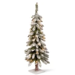 3 Ft. Pre-Lit Snowy Downswept Forestree Tree With Clear Lights