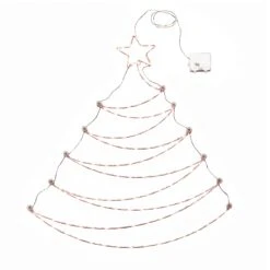 37 In. Pre-Lit Artificial Silver Christmas Tree, Hanging Metal Wire Decoration With Warm White LED Lights