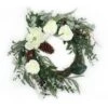 26 In. Mixed Greens And White Flowers Decorated Wreath
