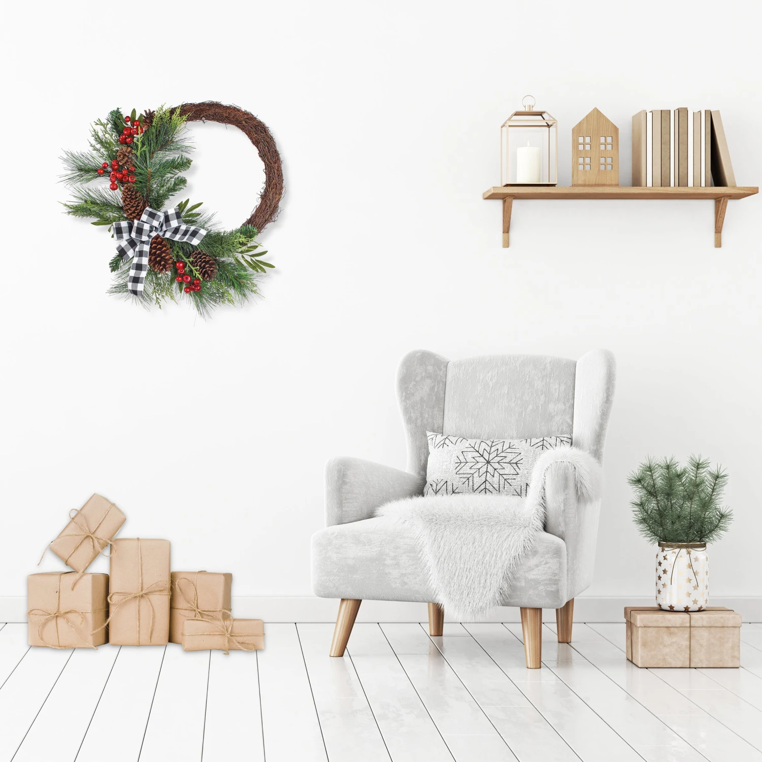 24 In. Mixed Pine And Berries Decorated Wreath 2 24 In. Mixed Pine And Berries Decorated Wreath - Image 2