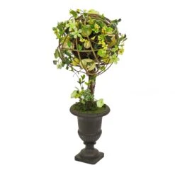 26 In. Easter Single Topiary Ball In A Urn Decorated With Pastel Eggs And Flower Blooms