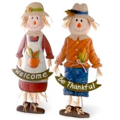 27 In. Metal Scarecrow Standing Outdoor Fall Decoration