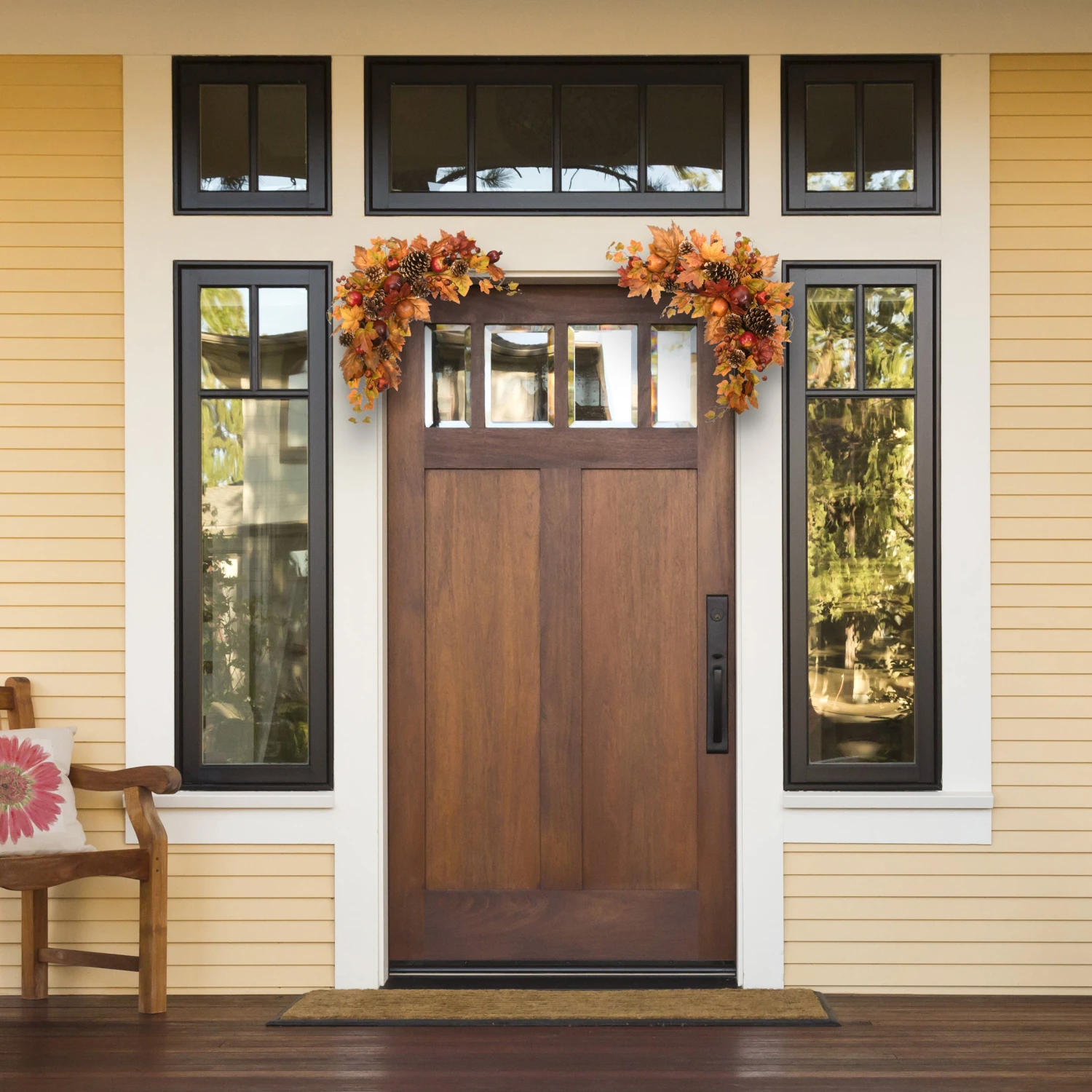 30 In. 2-Piece Fall Door Corners With Maple Leaves, Pine Cones, Pomegranates, Berry Clusters 2 30 In. 2-Piece Fall Door Corners With Maple Leaves, Pine Cones, Pomegranates, Berry Clusters - Image 2