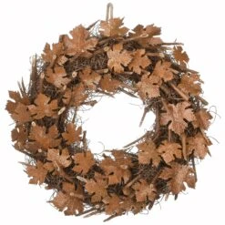 18 In. Fall Wreath With Brown Maple Leaves
