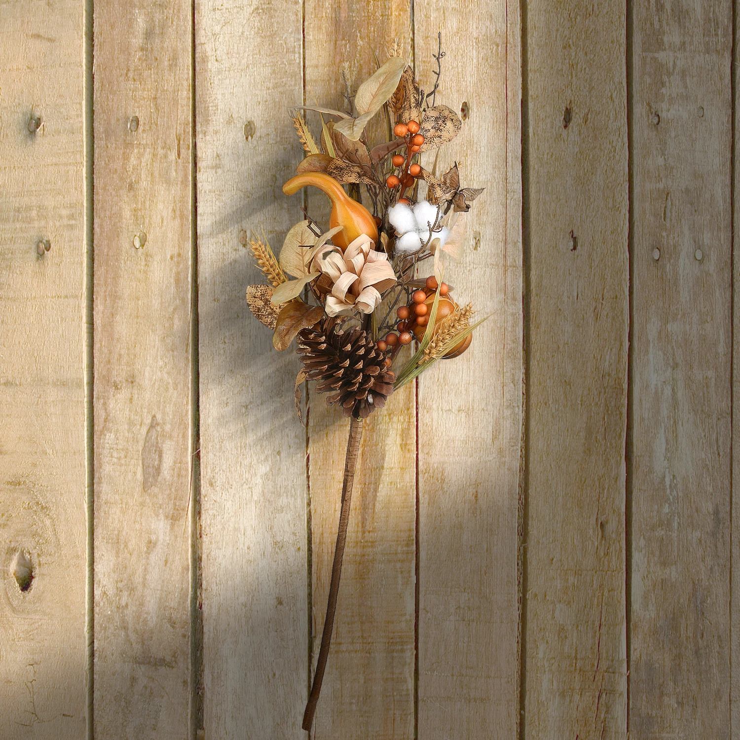 28 In. 2-Piece Fall Bouquet, Decorated With Gourds, Berry Clusters, Pine Cones, Assorted Leaves 2 28 In. 2-Piece Fall Bouquet, Decorated With Gourds, Berry Clusters, Pine Cones, Assorted Leaves - Image 2