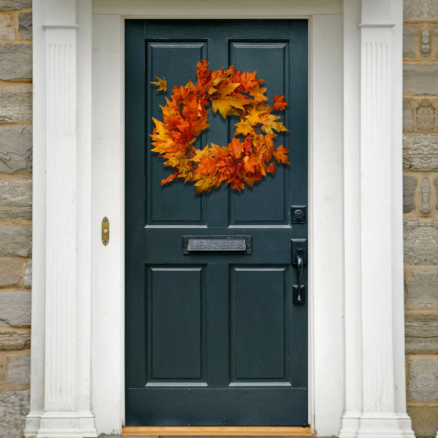 24 In. Fall Wreath With Maple Leaves 2 24 In. Fall Wreath With Maple Leaves - Image 2