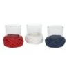 3.5 In. 3-Piece Patriotic Candleholders Decorated With Red White And Blue Thread