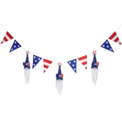 6 Ft. Patriotic Flags And Blue Gnomes Garland