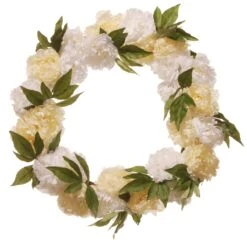 24 In. Spring White Peony Wreath