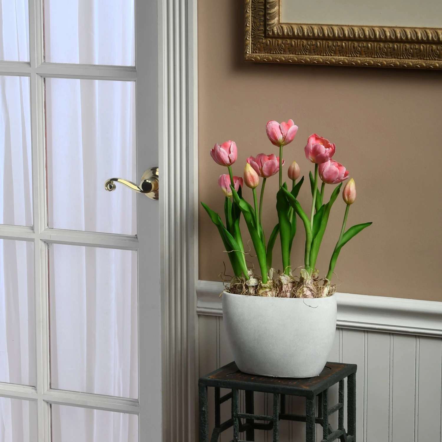 18 In. SpringPink Tulips Potted Plant With Vibrant Green Stems In A Stylish Ceramic Pot 2 18 In. SpringPink Tulips Potted Plant With Vibrant Green Stems In A Stylish Ceramic Pot - Image 2