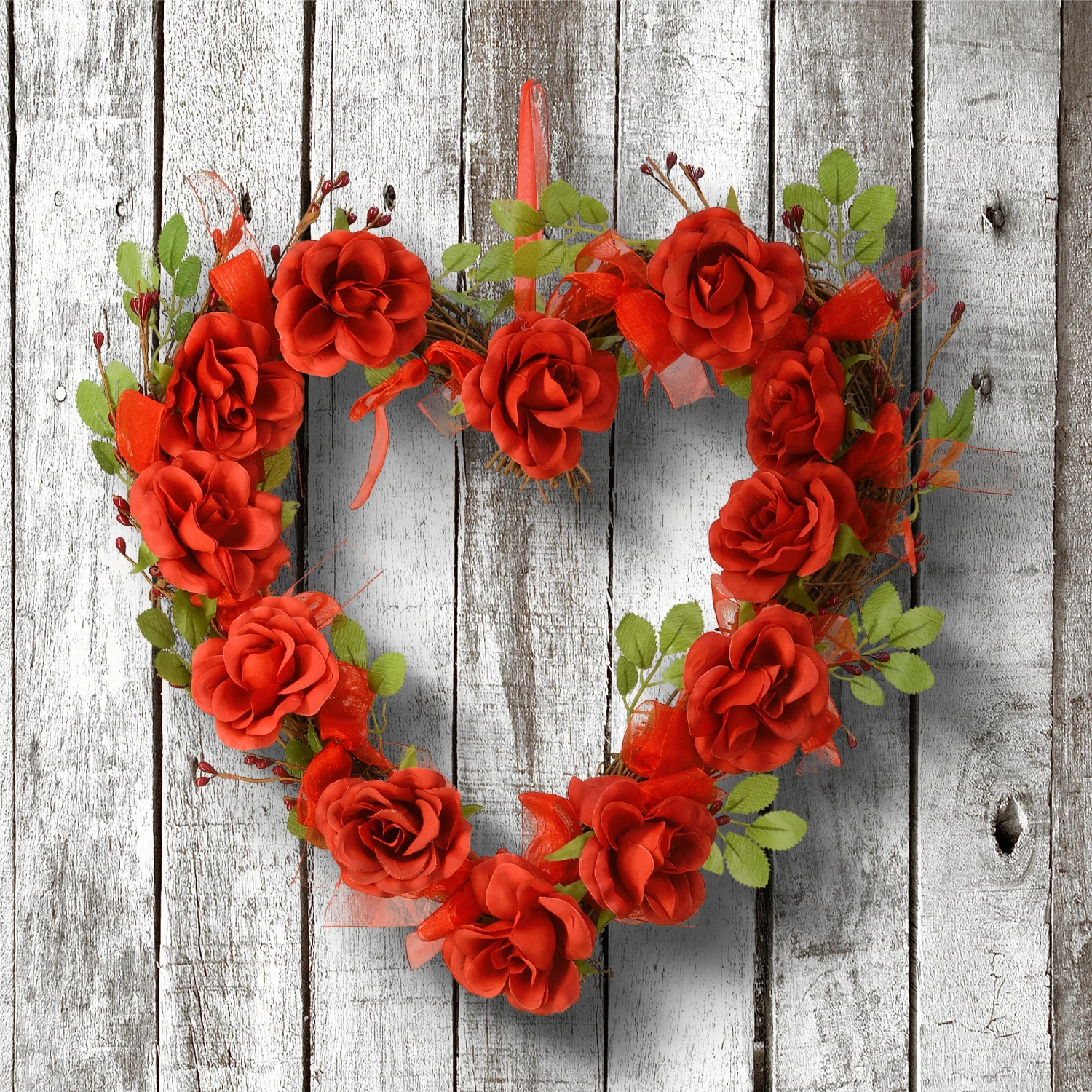 16 In. Valentine's Floral Heart Rose Wreath 2 16 In. Valentine's Floral Heart Rose Wreath - Image 2