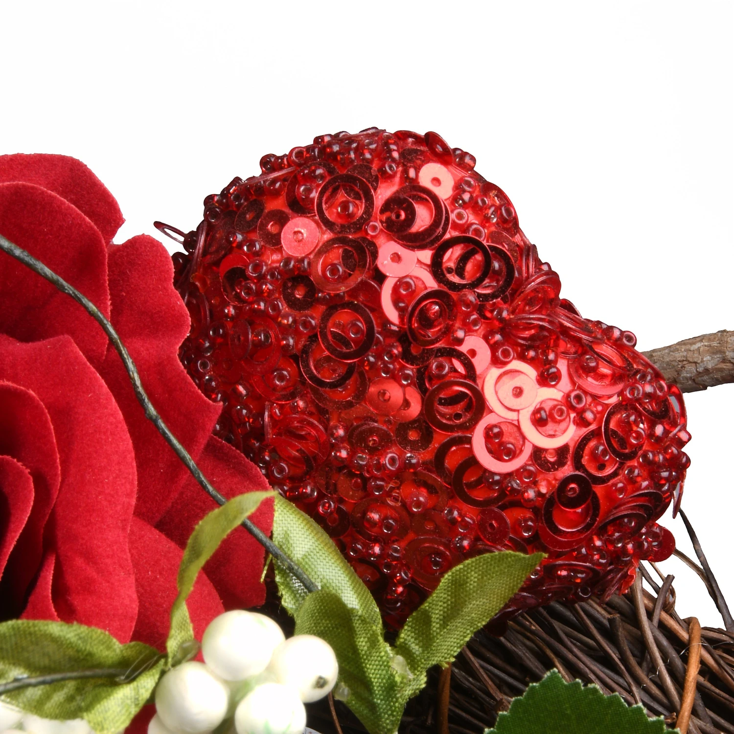 20 In. Valentine's Floral Heart Red Roses Wreath 5 20 In. Valentine's Floral Heart Red Roses Wreath - Image 5