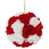 12 In. Red And White Peony Hanging Ball