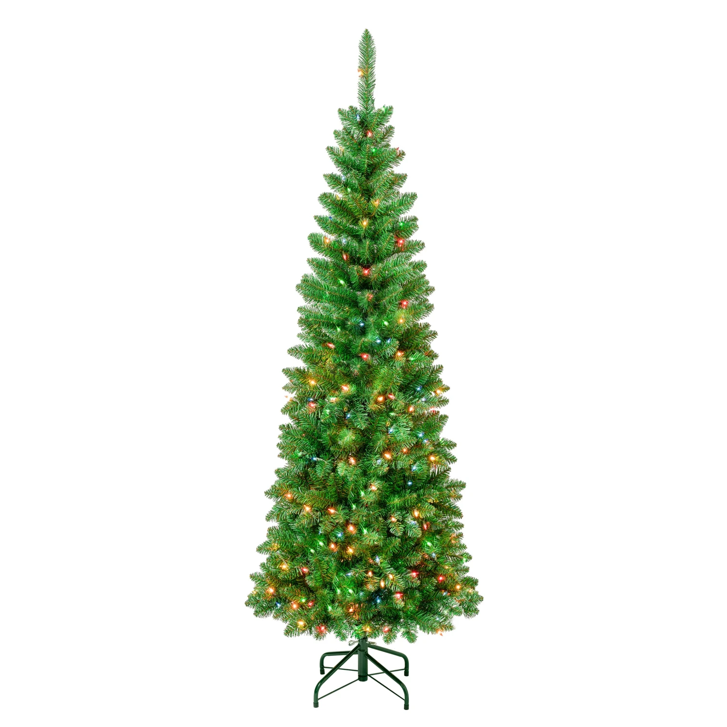 6 Ft. Pre-Lit Rowan Slim Tree With Multicolor Lights 1 6 Ft. Pre-Lit Rowan Slim Tree With Multicolor Lights