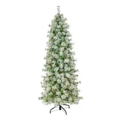 7.5 Ft. Pre-Lit Snowy Bottle Brush Slim Tree With Clear Lights