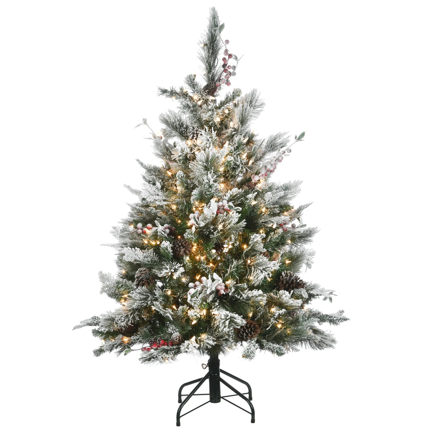 4.5 Ft. Pre-Lit Snowy Bedford Pine Tree With Clear Lights 1 4.5 Ft. Pre-Lit Snowy Bedford Pine Tree With Clear Lights