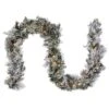 9 Ft. Pre-Lit Snowy Bedford Pine Garland With LED Lights