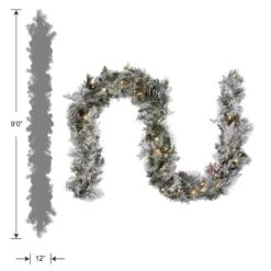 9 Ft. Pre-Lit Snowy Bedford Pine Garland With LED Lights 7 9 Ft. Pre-Lit Snowy Bedford Pine Garland With LED Lights -Christmas Trees Sales SBE1 308 9B B1 Silo Dim