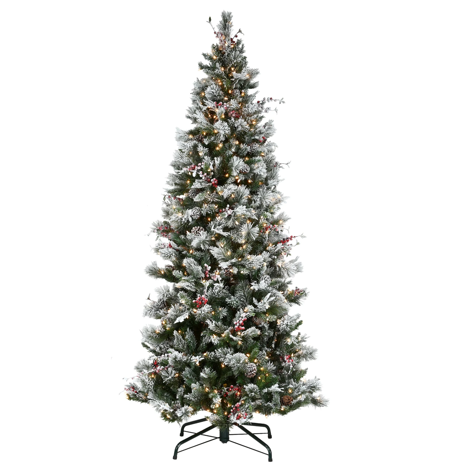 9ft. Pre-Lit Snowy Bedford Pine Hinged Tree With PowerConnect Clear Lights 1 9ft. Pre-Lit Snowy Bedford Pine Hinged Tree With PowerConnect Clear Lights