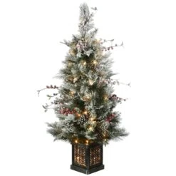 4 Ft. Pre-Lit Snowy Bedford Pine Tree With Clear Lights