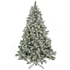 9 Ft. Pre-Lit Snowy Crestview Tree With Clear Lights