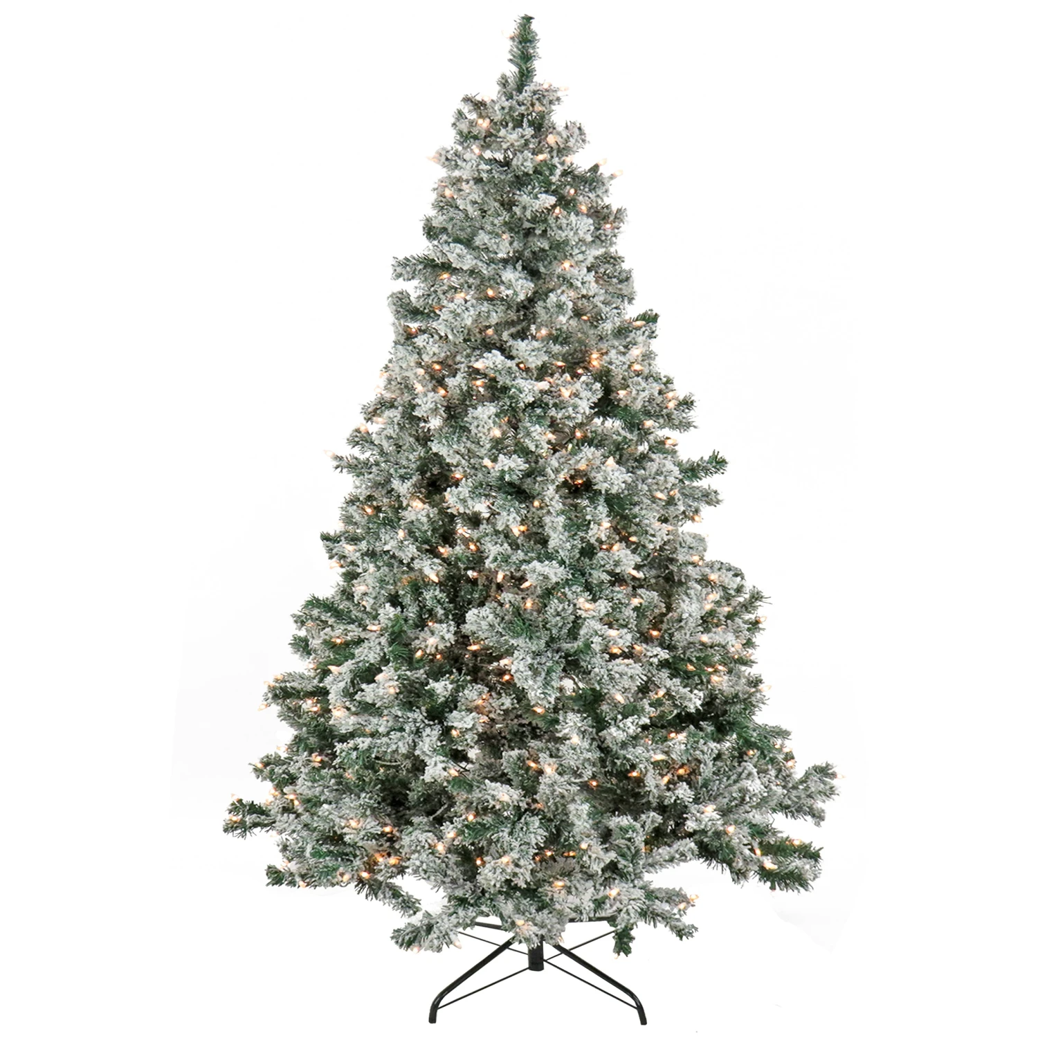9 Ft. Pre-Lit Snowy Crestview Tree With Clear Lights 1 9 Ft. Pre-Lit Snowy Crestview Tree With Clear Lights
