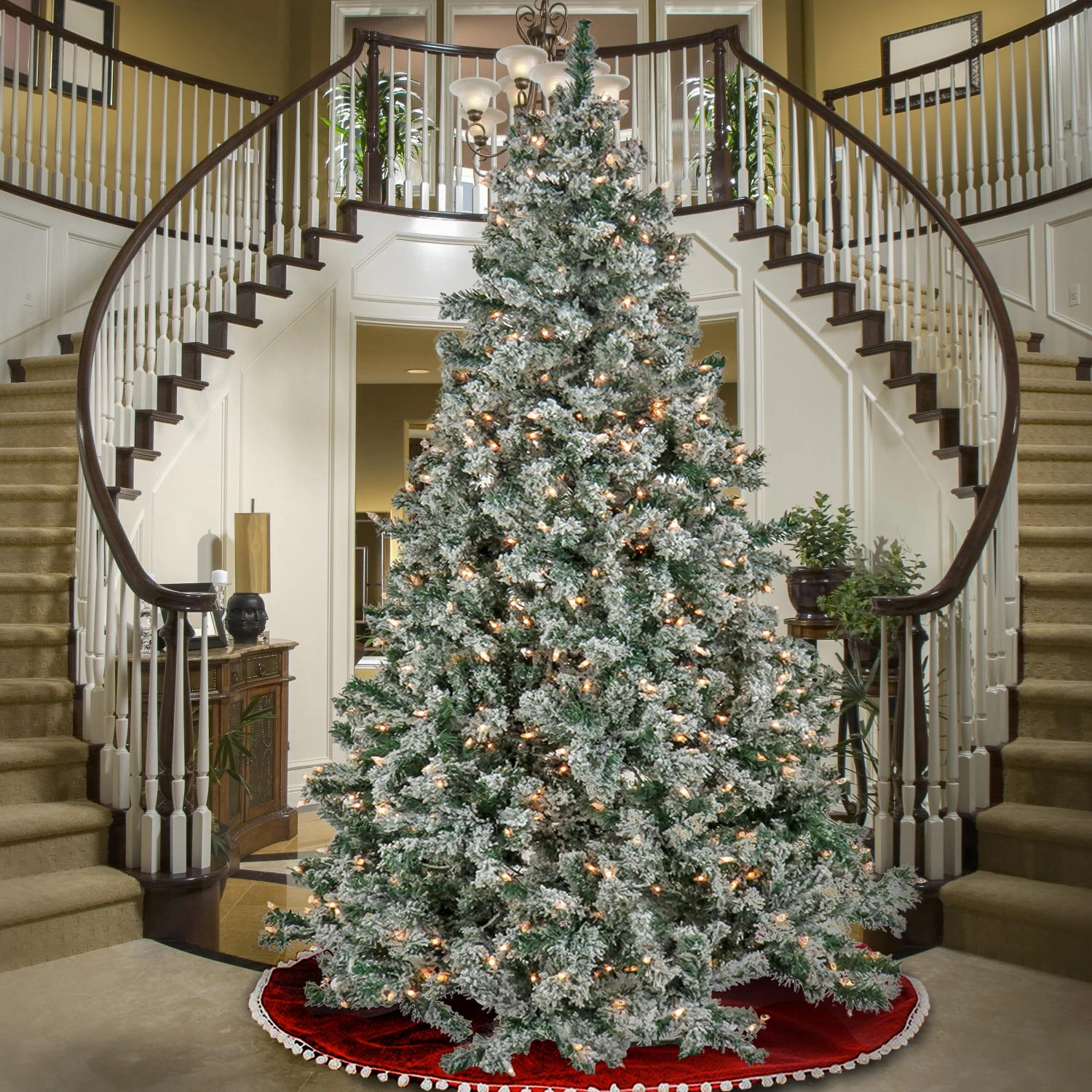 9 Ft. Pre-Lit Snowy Crestview Tree With Clear Lights 2 9 Ft. Pre-Lit Snowy Crestview Tree With Clear Lights - Image 2