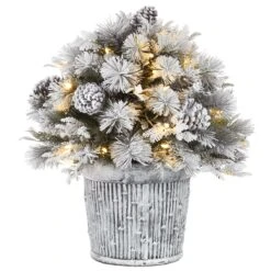 22 In.Pre-Lit Snowy Chiwaw Basin Tree With LED Lights