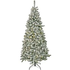 9 Ft. Pre-Lit Snowy Chatham Slim Tree With PowerConnect Dual Colored LED Lights