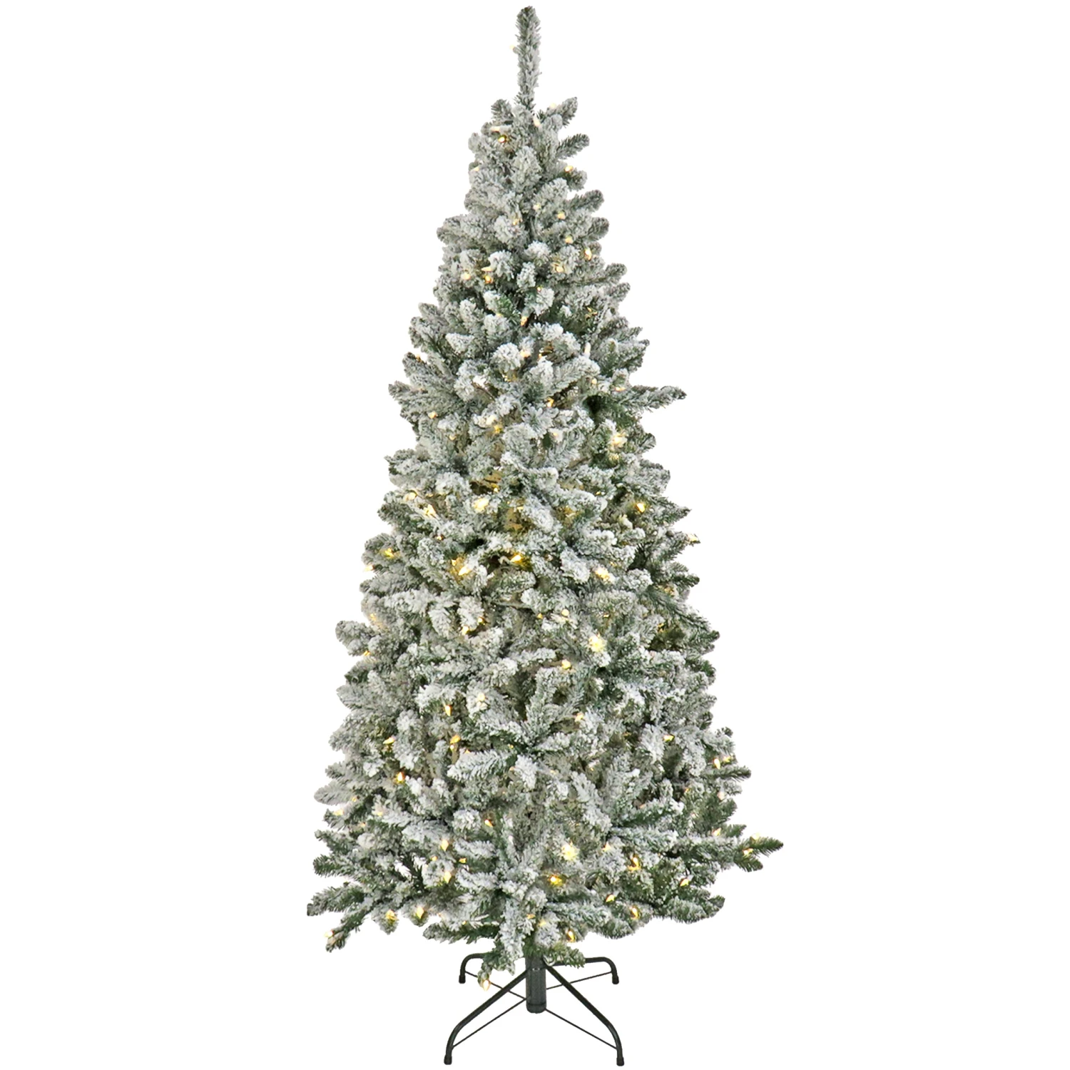 9 Ft. Pre-Lit Snowy Chatham Slim Tree With PowerConnect Dual Colored LED Lights 1 9 Ft. Pre-Lit Snowy Chatham Slim Tree With PowerConnect Dual Colored LED Lights