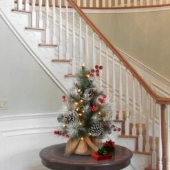 2 Ft. Snowy Glacier Pine Tree With Warm White LED Lights -Christmas Trees Sales SGP 305 20 B1 2