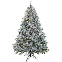6.5 Ft. Pre-Lit Snowy Hudson Tree WithPowerConnect Warm White LED Lights