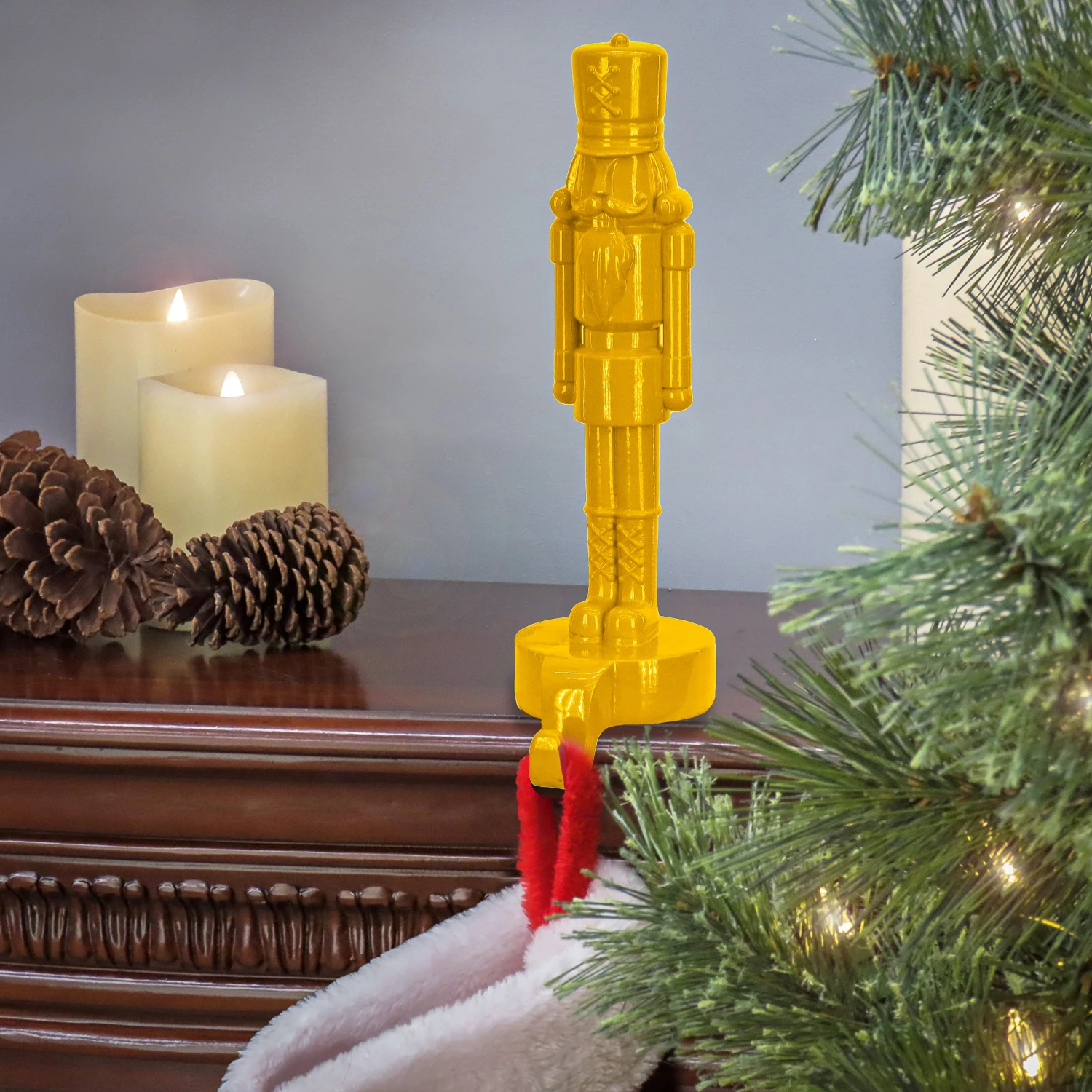 10 In. HGTV Home Collection Nutcracker Stocking Holder, Yellow 2 10 In. HGTV Home Collection Nutcracker Stocking Holder, Yellow - Image 2