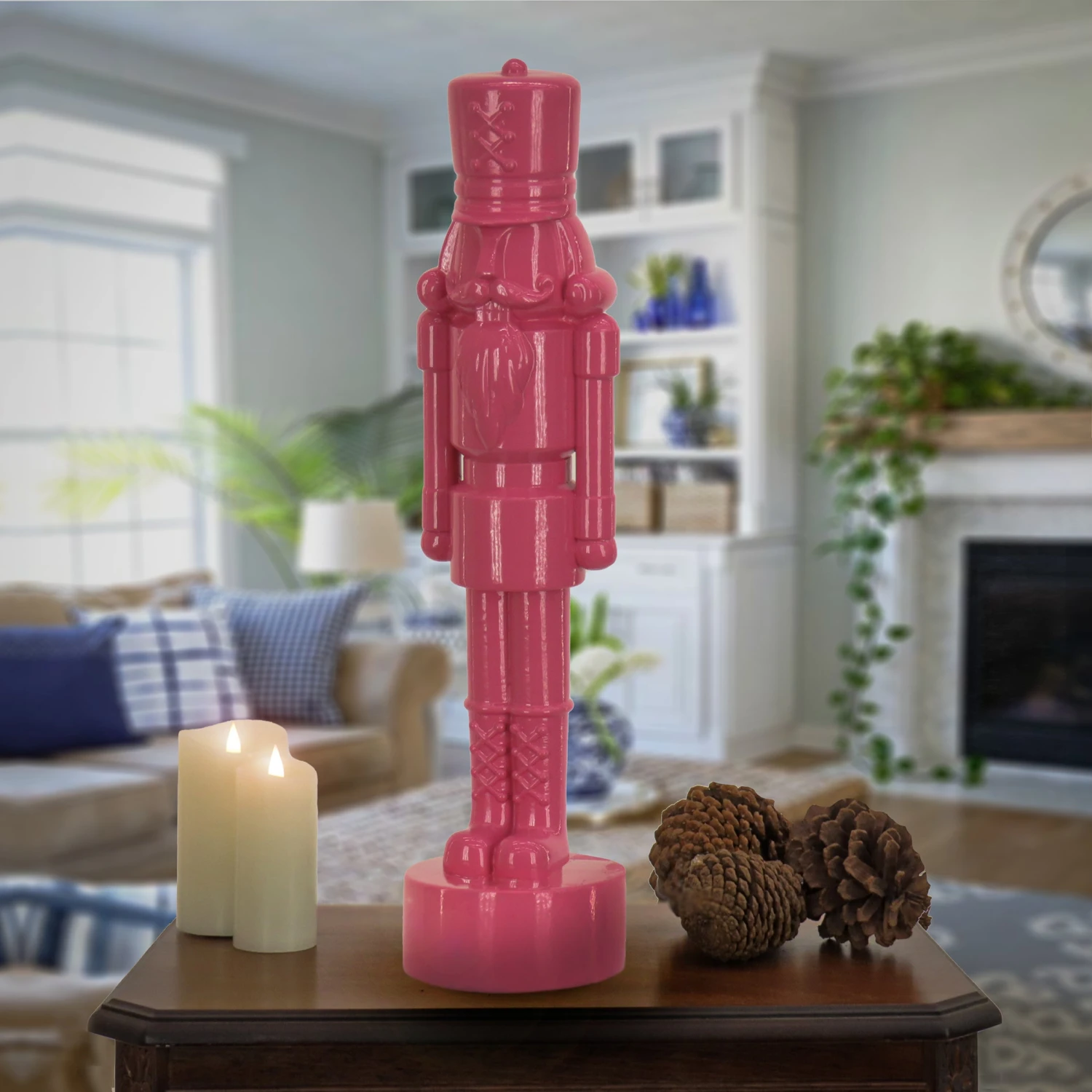 24 In. HGTV Home Collection Nutcracker Christmas Decor, Pink 2 24 In. HGTV Home Collection Nutcracker Christmas Decor, Pink - Image 2