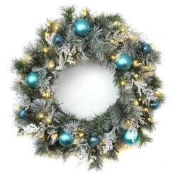 24 In. Pre-Lit Tinkham Pine Wreath With LED Lights