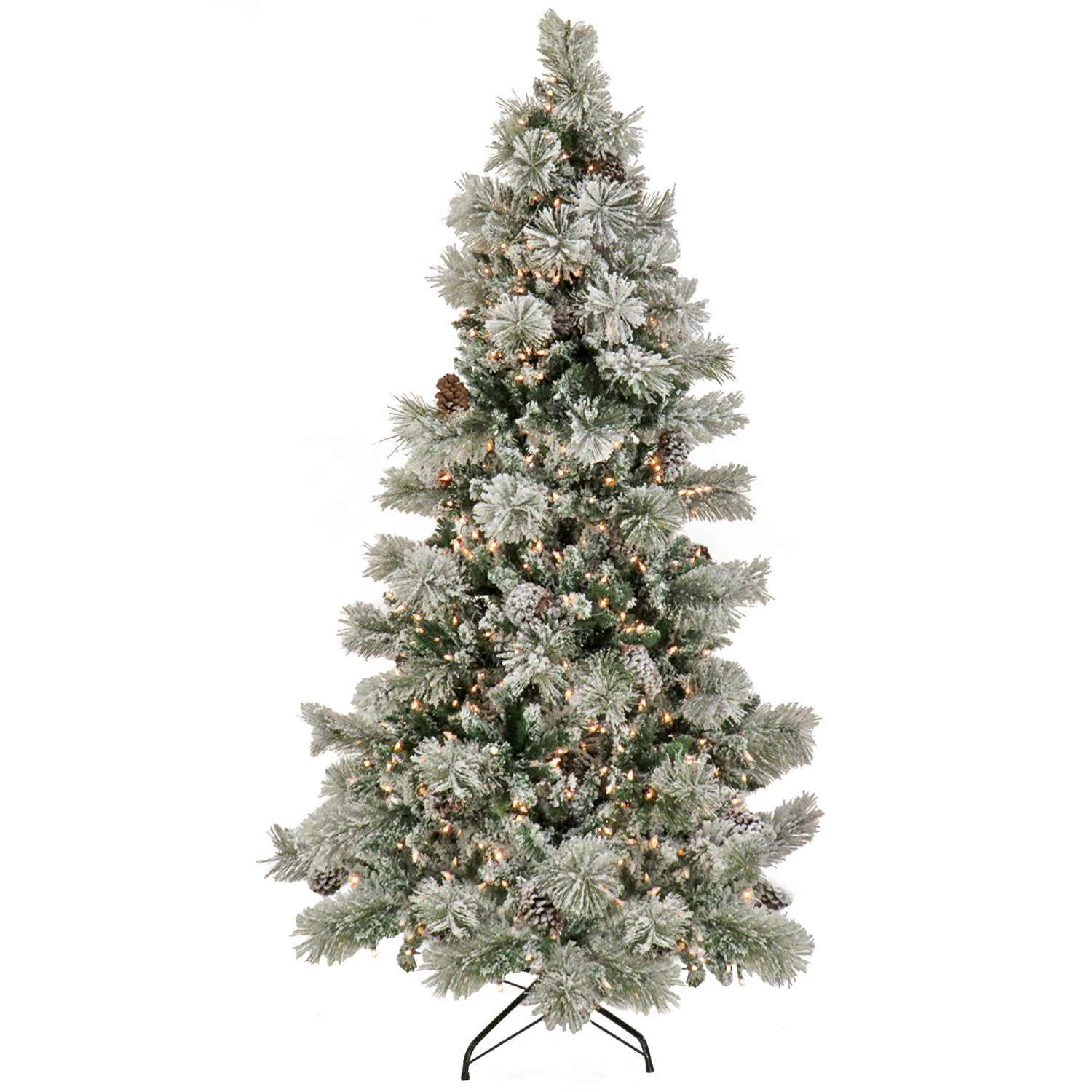 6.5 Ft. Pre-Lit Snowy Yorkshire Tree With Clear Incandescent Lights 1 6.5 Ft. Pre-Lit Snowy Yorkshire Tree With Clear Incandescent Lights