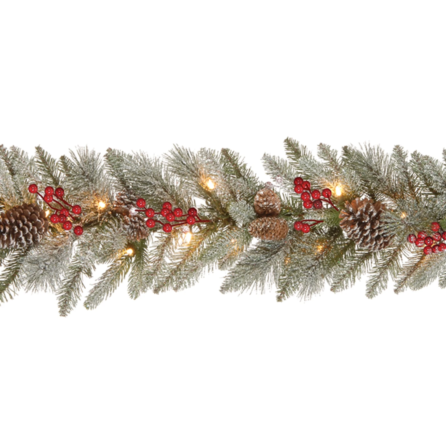 9 Ft. Pre-Lit Snowy Bristle Berry Garland With Clear Lights 1 9 Ft. Pre-Lit Snowy Bristle Berry Garland With Clear Lights