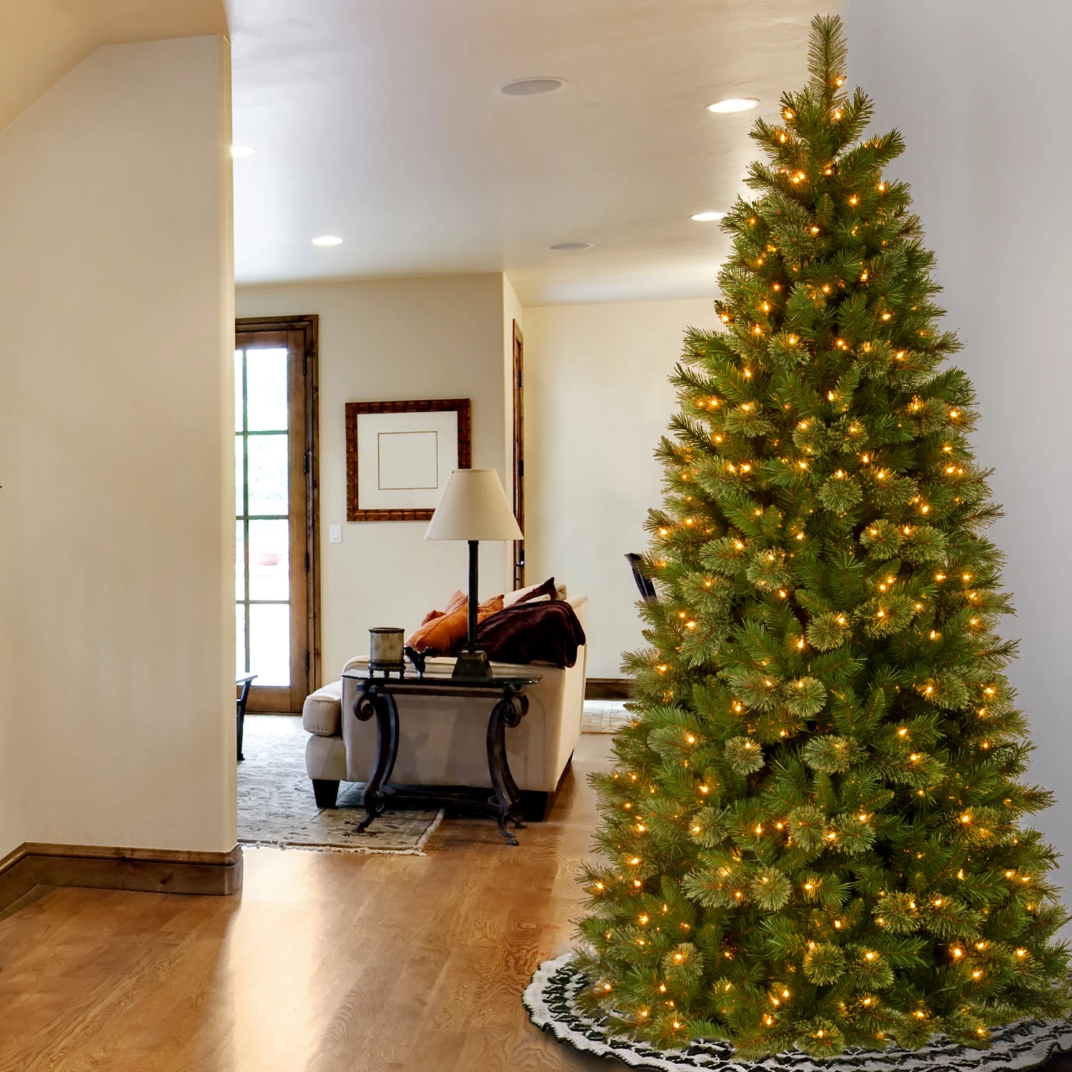 7.5 Ft. Pre-Lit Tacoma Pine Slim Tree With Clear Lights 2 7.5 Ft. Pre-Lit Tacoma Pine Slim Tree With Clear Lights - Image 2