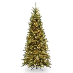 6.5 Ft. Pre-Lit Tiffany Fir Slim Tree With Clear Lights PVC Branch Tips