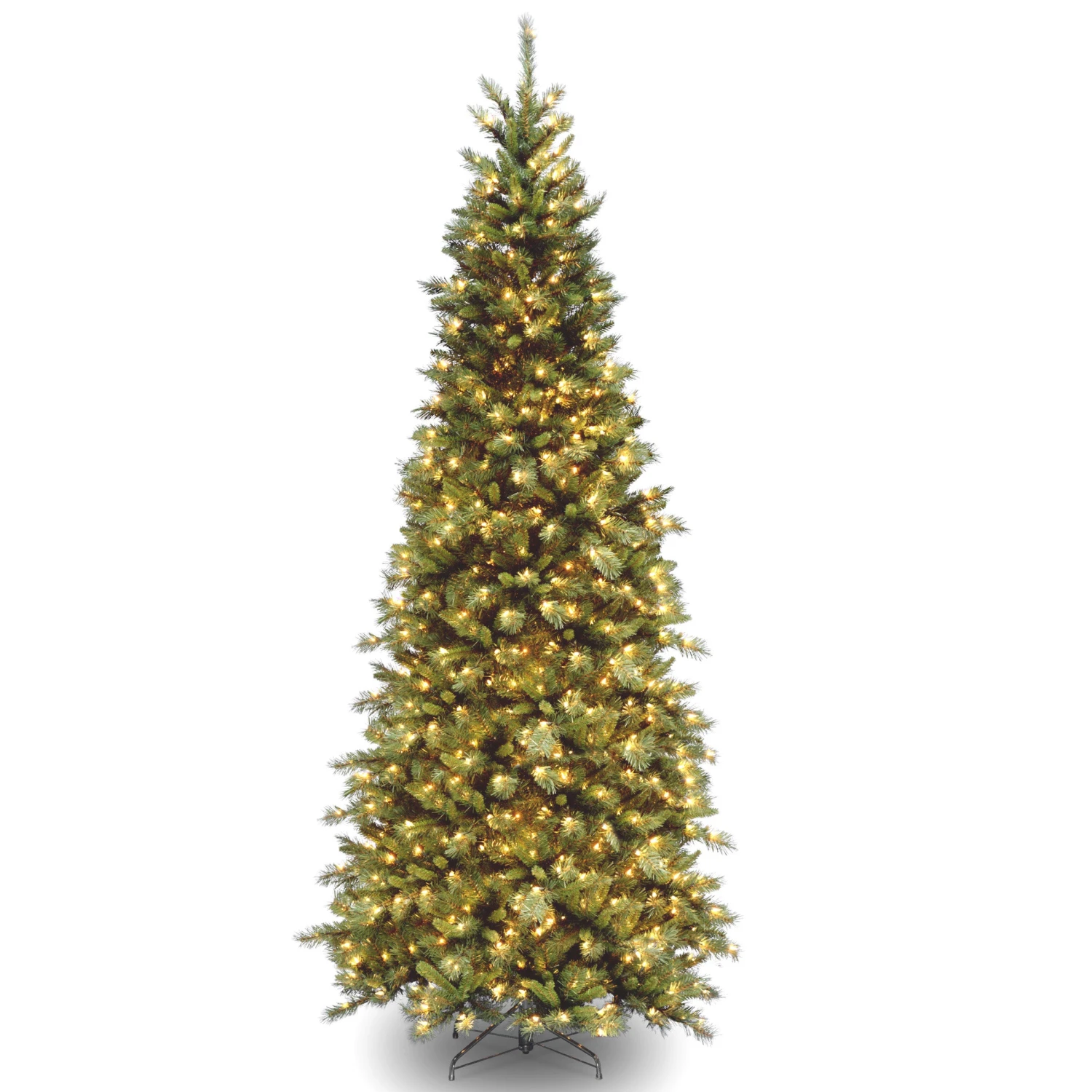 9 Ft. Pre-Lit Tiffany Fir Slim Tree With Clear Lights - PVC Branch Tips 1 9 Ft. Pre-Lit Tiffany Fir Slim Tree With Clear Lights - PVC Branch Tips