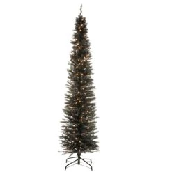 7 Ft. Pre-Lit Tinsel Collection Black Tree With Clear Lights