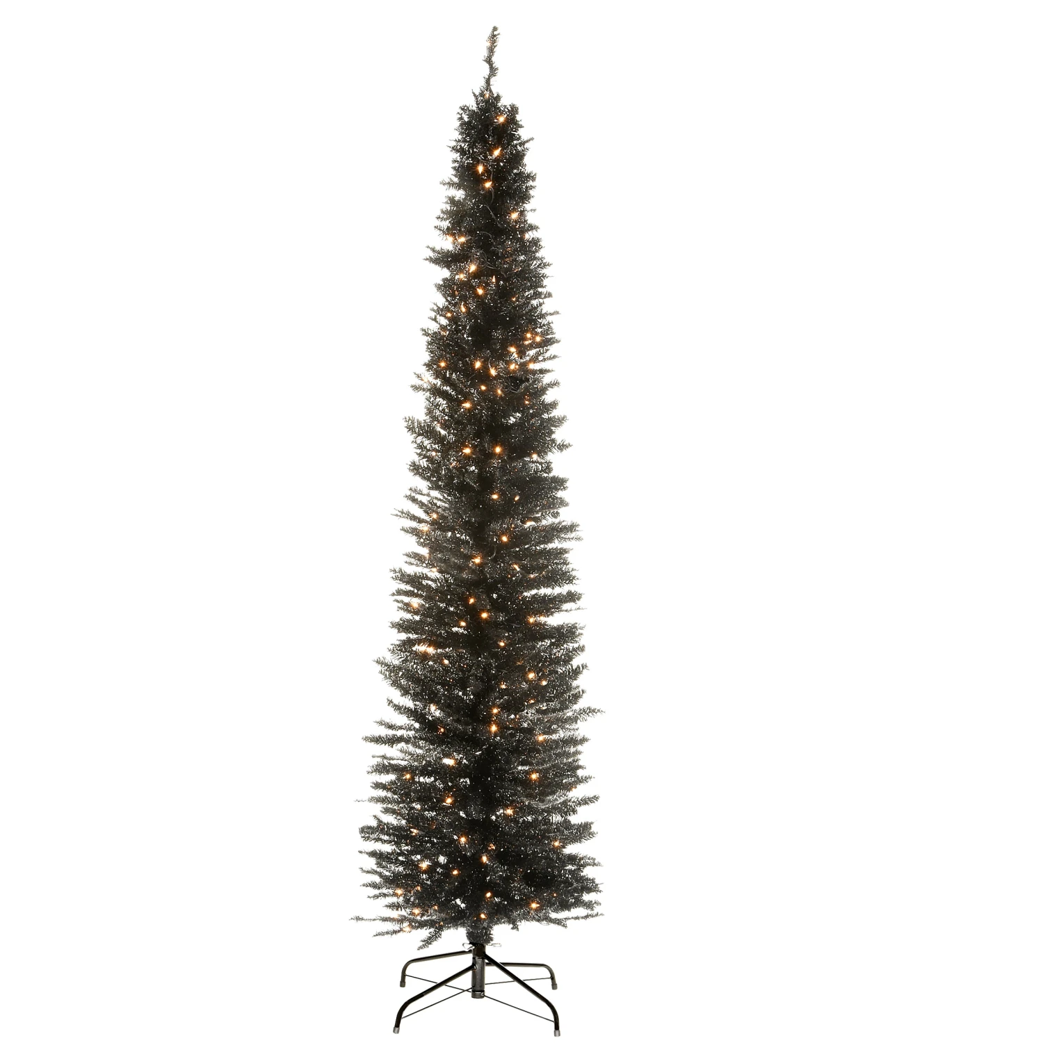7 Ft. Pre-Lit Tinsel Collection Black Tree With Clear Lights 1 7 Ft. Pre-Lit Tinsel Collection Black Tree With Clear Lights