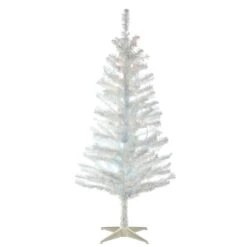 4 Ft. Pre-Lit Tinsel Collection White Iridescent Tree With Clear Lights -Christmas Trees Sales TT33 313 40