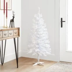 4 Ft. Pre-Lit Tinsel Collection White Iridescent Tree With Clear Lights -Christmas Trees Sales TT33 313 40 Lifestyle