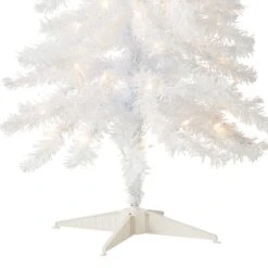 4 Ft. Pre-Lit Tinsel Collection White Iridescent Tree With Clear Lights -Christmas Trees Sales TT33 313 40 Silo C2